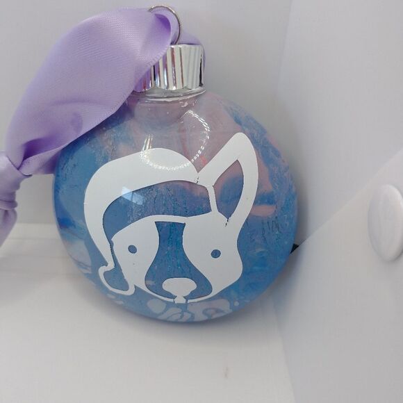 Hand Crafted Dog Christmas Ornament Decorations Plastic Bulb Purple - Picture 2 of 5